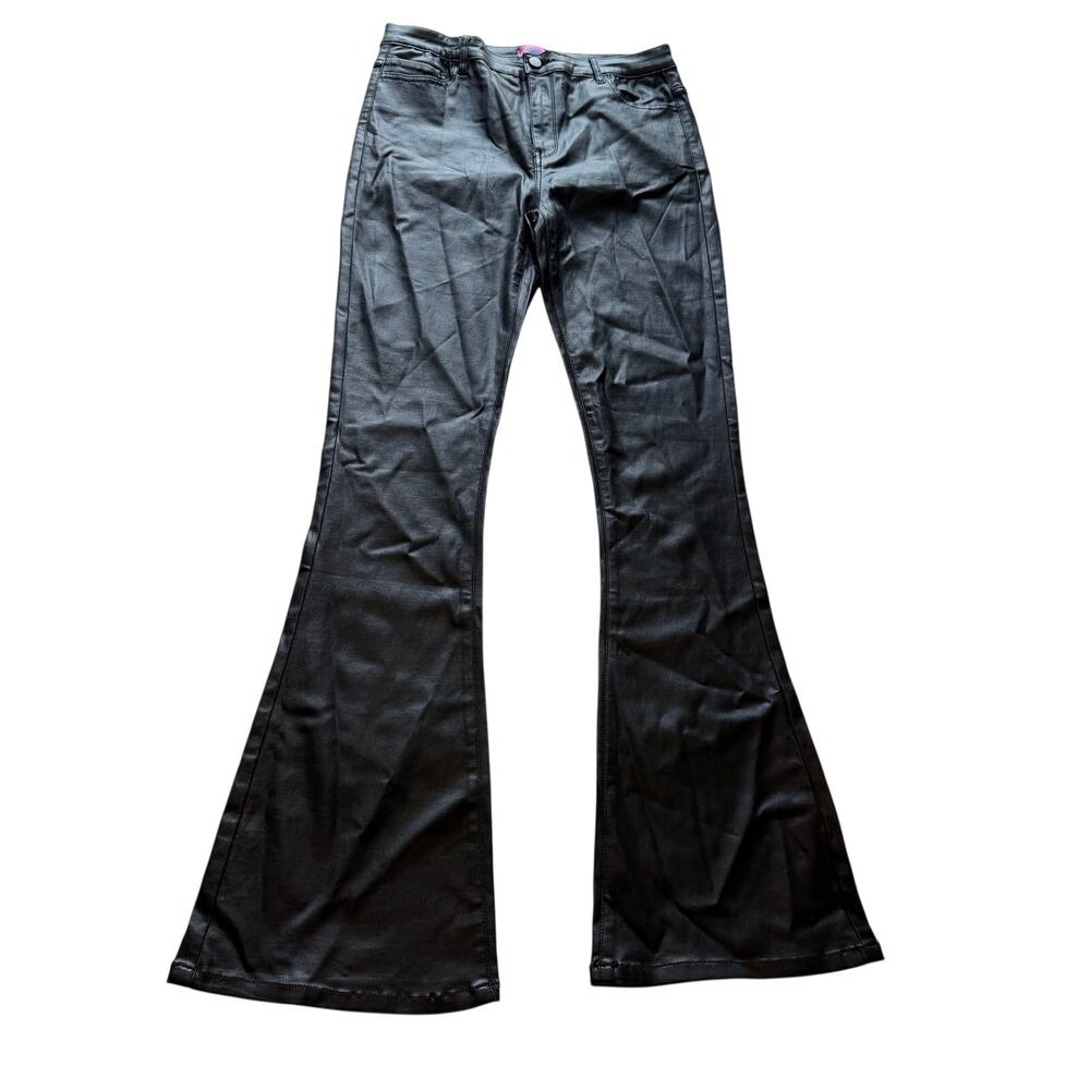 NWT Edikted Black Leather Flare Leg Pants Sz XL Goth Emo Punk Concert Grunge